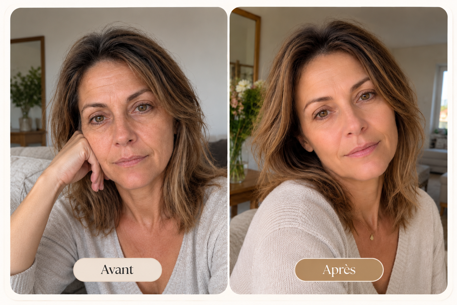 Évolution de la peau de Chloé, 42 ans